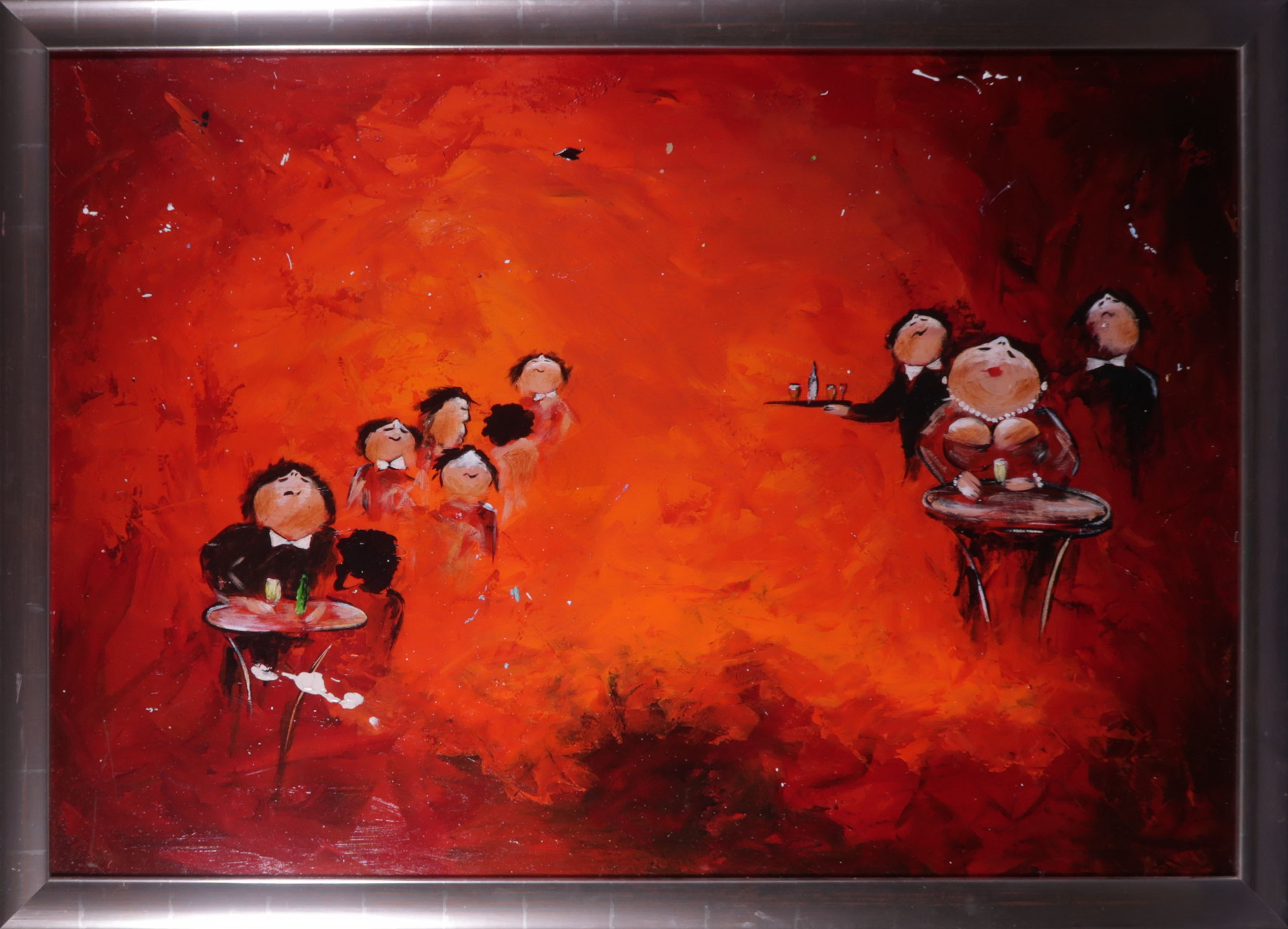 Theo Broeren - Acryl op board, Zonder titel - Ingelijst (Groot) verkocht voor € 120!