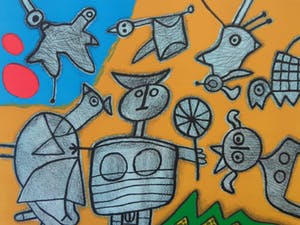 Corneille - FIGUURTJES / KLEURZEEFDRUK / 61x72cm / SIG / 1992 kopen? Bied vanaf 120!
