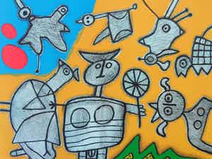 Corneille - FIGUURTJES / KLEURZEEFDRUK / 61x72cm / SIG / 1992 verkocht voor € 120!