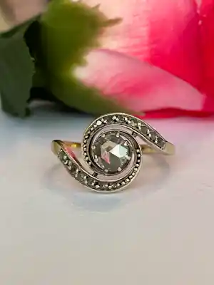 Buy Vintage Gouden/Zilveren  Ring met Roosgeslepen Diamanten? Bid from 350!