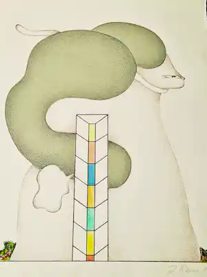 Jörg Remé - Originele 1978 kleuren Lithografie "dame en havik" - beperkte oplage (100) kaufen? Bieten Sie von 48!