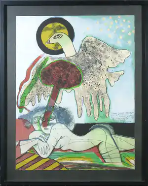 Corneille - Litho, Aux Bords D'une Plage Noire - Ingelijst verkocht voor € 250!