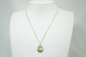 63- Excl. 18Krt goud en diamant "bernard Sylvain Paris" hanger aan 14Kt collier kopen? Bied vanaf 190!