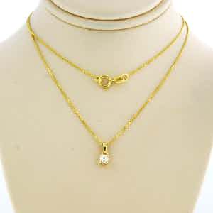 14k gouden collier met hanger bezet met briljant geslepen diamant tot. 0,11ct verkocht voor € 1!