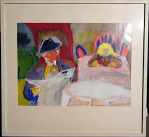 Ron Ekkelenkamp - ACRYL op papier - 'Lezende vrouw' - ingelijst - 70B kopen? Bied vanaf 1!