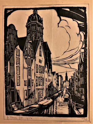 Johan Haak - Stadsgezicht aan de gracht met kerk kaufen? Bieten Sie von 30!