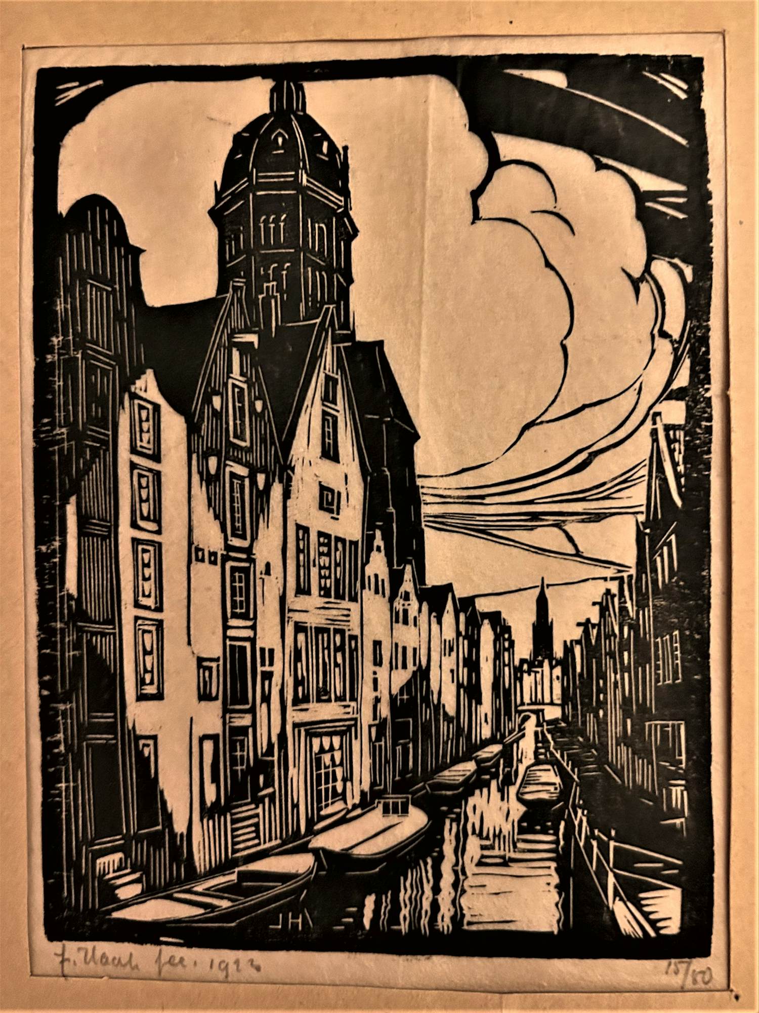 Johan Haak - Stadsgezicht aan de gracht met kerk kopen? Bied vanaf 45!