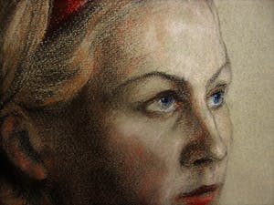 Frits Schiller - Fraai Pastelkrijt op Papier portret van Jonge Vrouw geigneerd kopen? Bied vanaf 1!