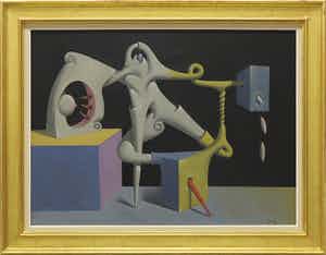 Ivan Tovar - Olieverf op doek, Surrealistische voorstelling - Ingelijst verkocht voor € 25000!