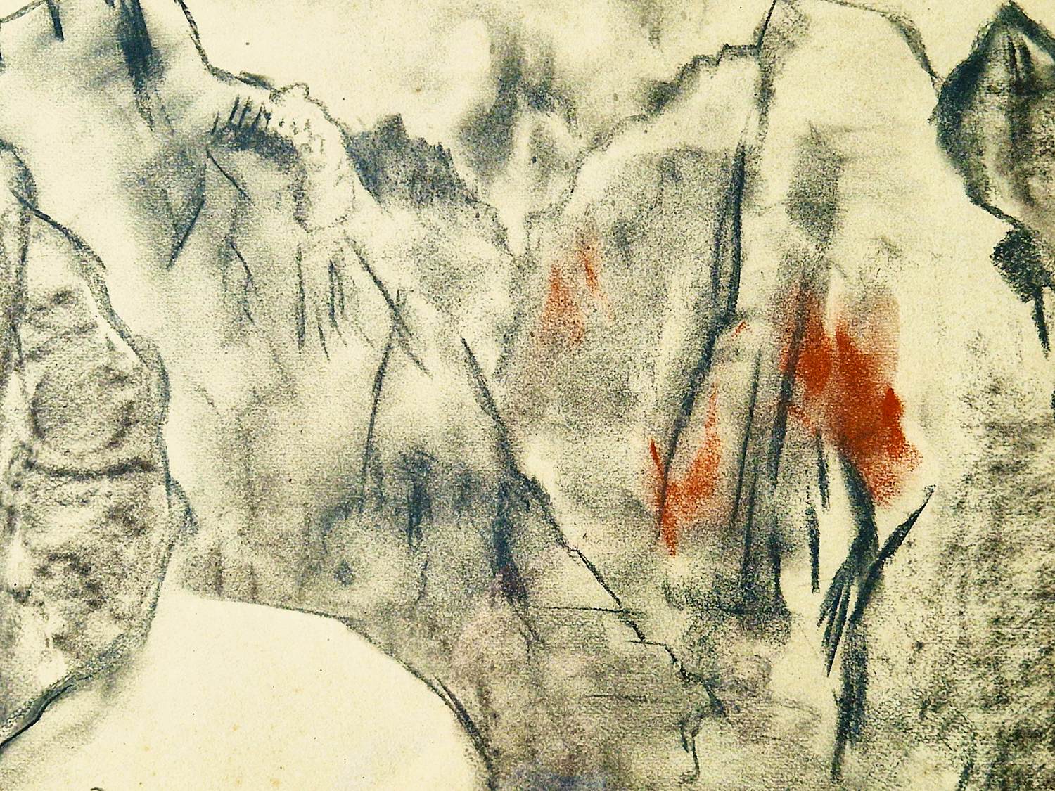 Germ de Jong - 1925 - houtskool op papier - winters bergmassief - gesigneerd - ingelijst verkocht voor € 50!