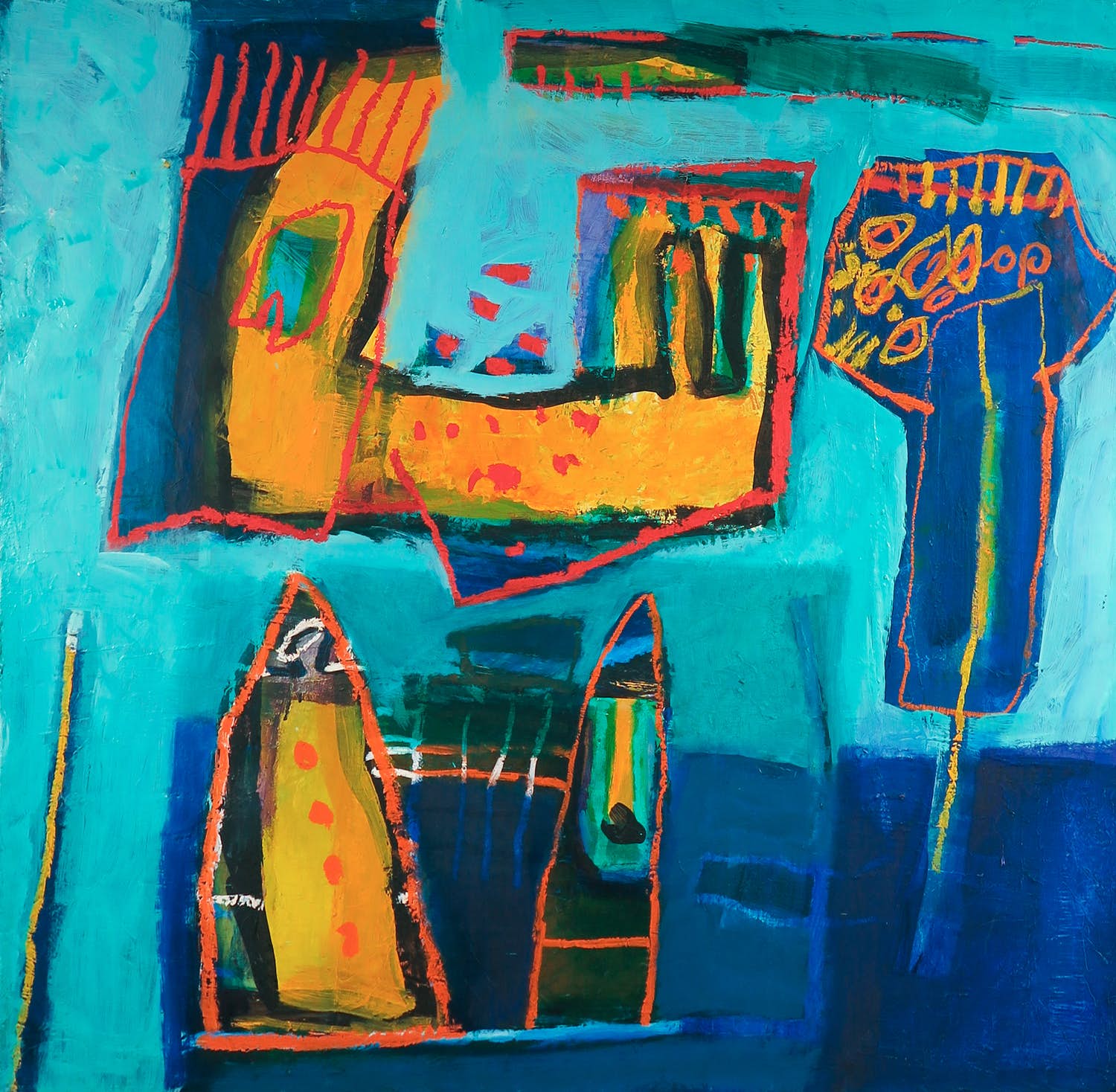 Geert Vrijdag - Olieverf op doek, Z.T. Abstracte compositie (Groot) verkocht voor € 1!