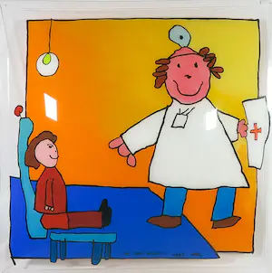 Ella Steenmeijer - Acryl op koepelvormig plexiglas, Kindertekening kaufen? Bieten Sie von 1!