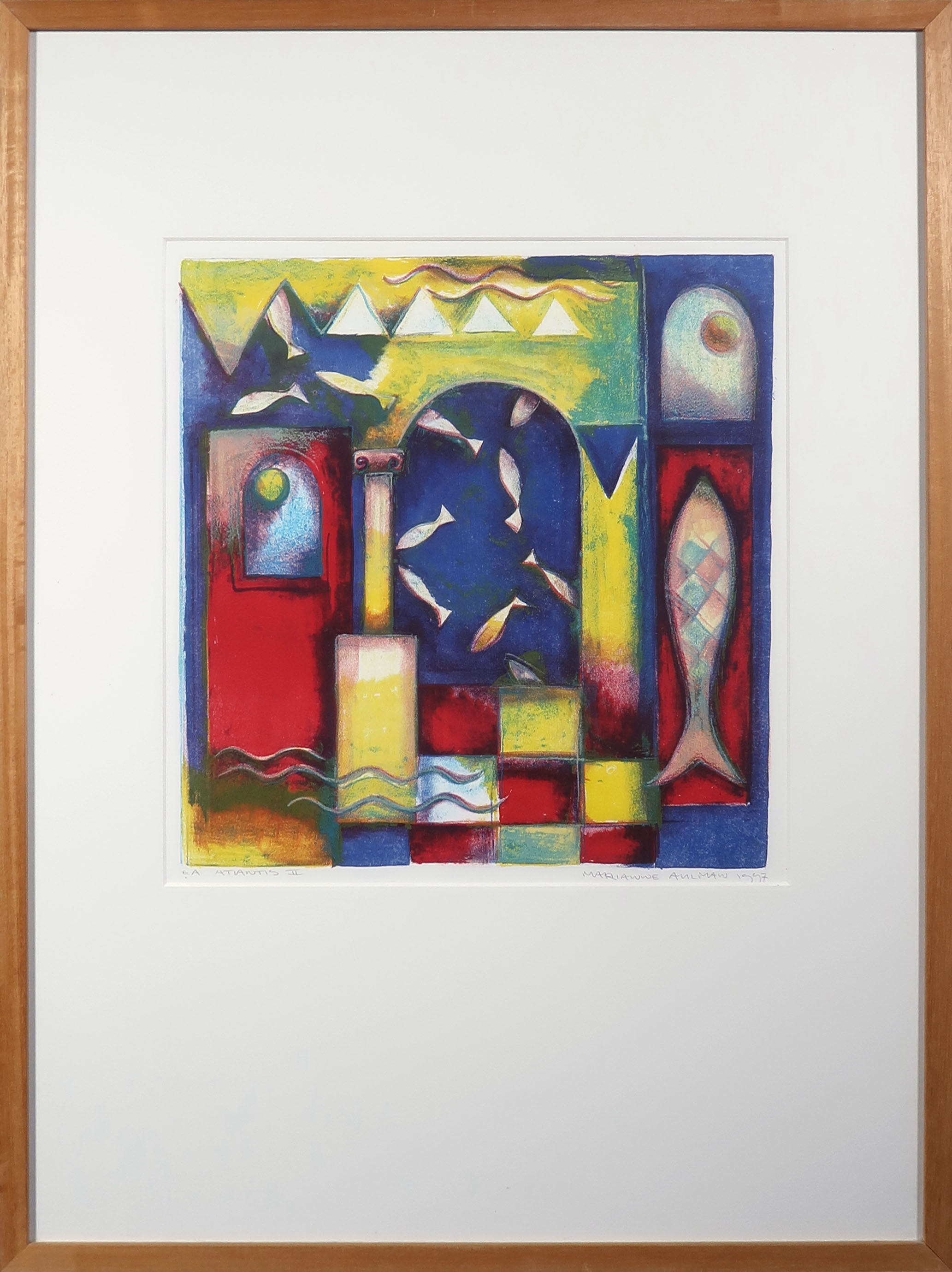 Marianne Aulman - Zeefdruk, Atlantis II - Ingelijst verkocht voor € 1!