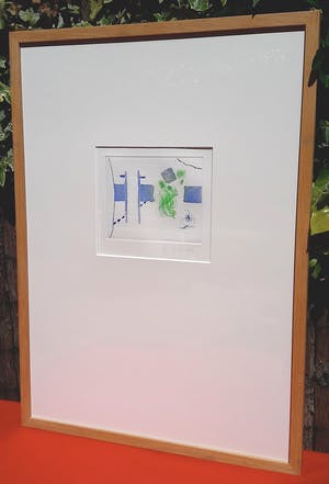 Roger Raveel - Blauw-groen tuingezicht, aquatint ets (netjes ingelijst, kleine oplage) kopen? Bied vanaf 525!