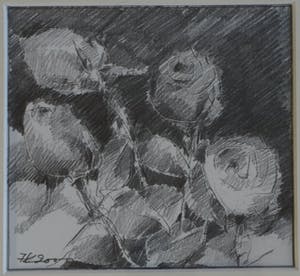 Fon Klement - Ingelijste tekening , Bloemstilleven met Rozen II - 2000 kopen? Bied vanaf 100!