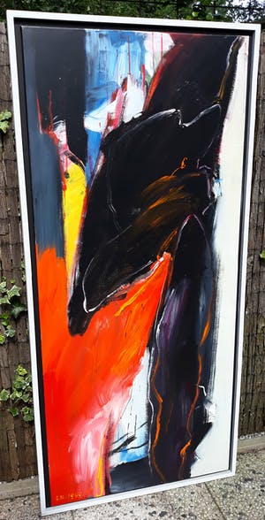 Loes Kurpershoek - Abstracte compositie, acrylverf op doek (ingelijst, groot!) kopen? Bied vanaf 250!