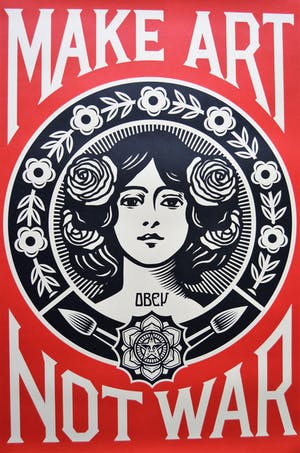 Shepard Fairey - MAKE ART NOT WAR - gesigneerd kopen? Bied vanaf 1!