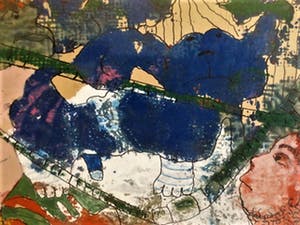 Han Faken - Prachtig surrealistisch Aquarel "vrouwen vangen mannetjesdier" gesigneerd. kopen? Bied vanaf 10!