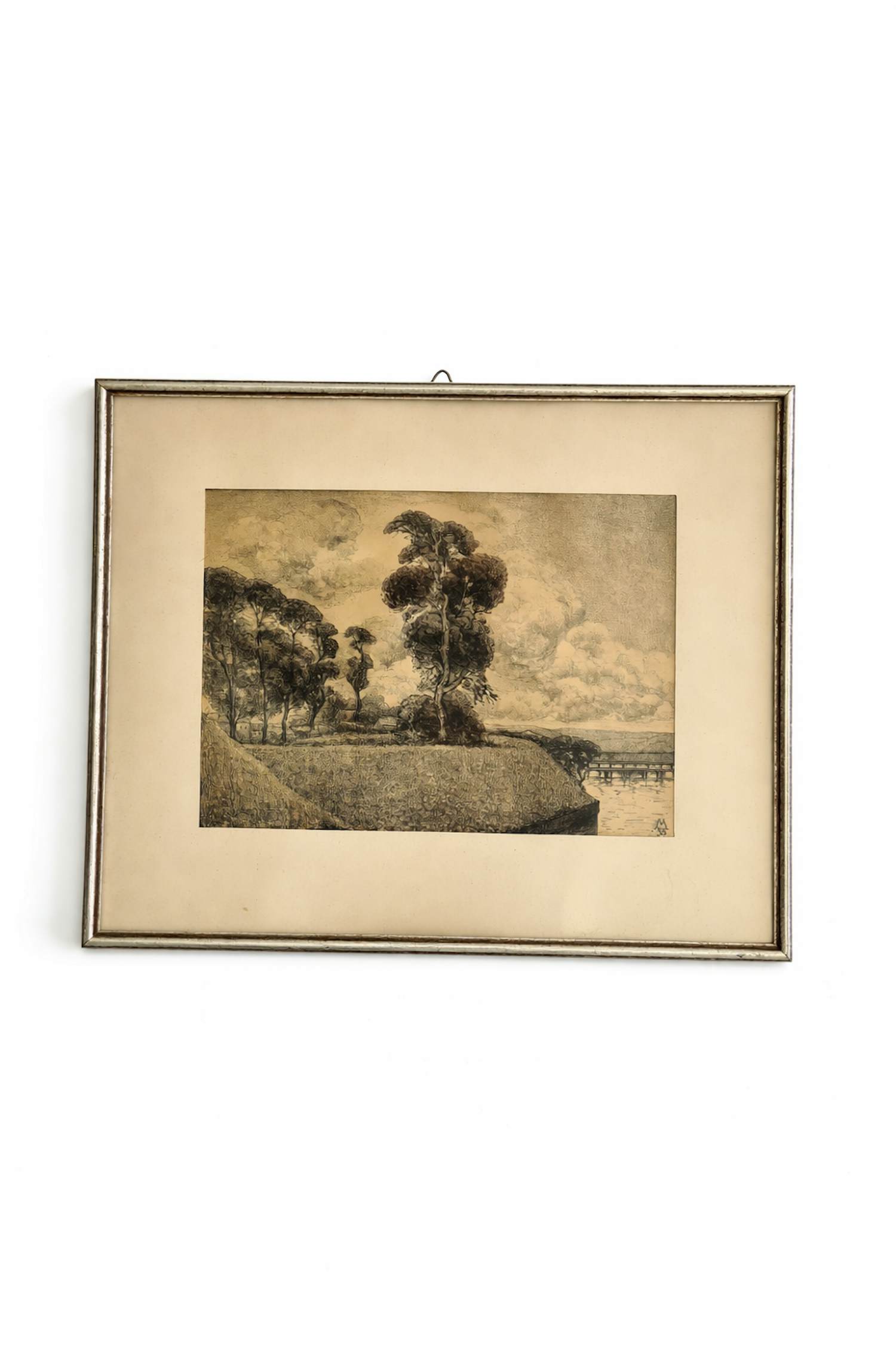 Simon Moulijn - Simon Moulijn (1866–1948) – Landschap litho 1933 – ingelijst kopen? Bied vanaf 50!