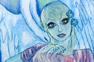 Kiss Riemvis - Olieverf op doek, z.t. Fantasy Elf (let op kleur) kopen? Bied vanaf 10!