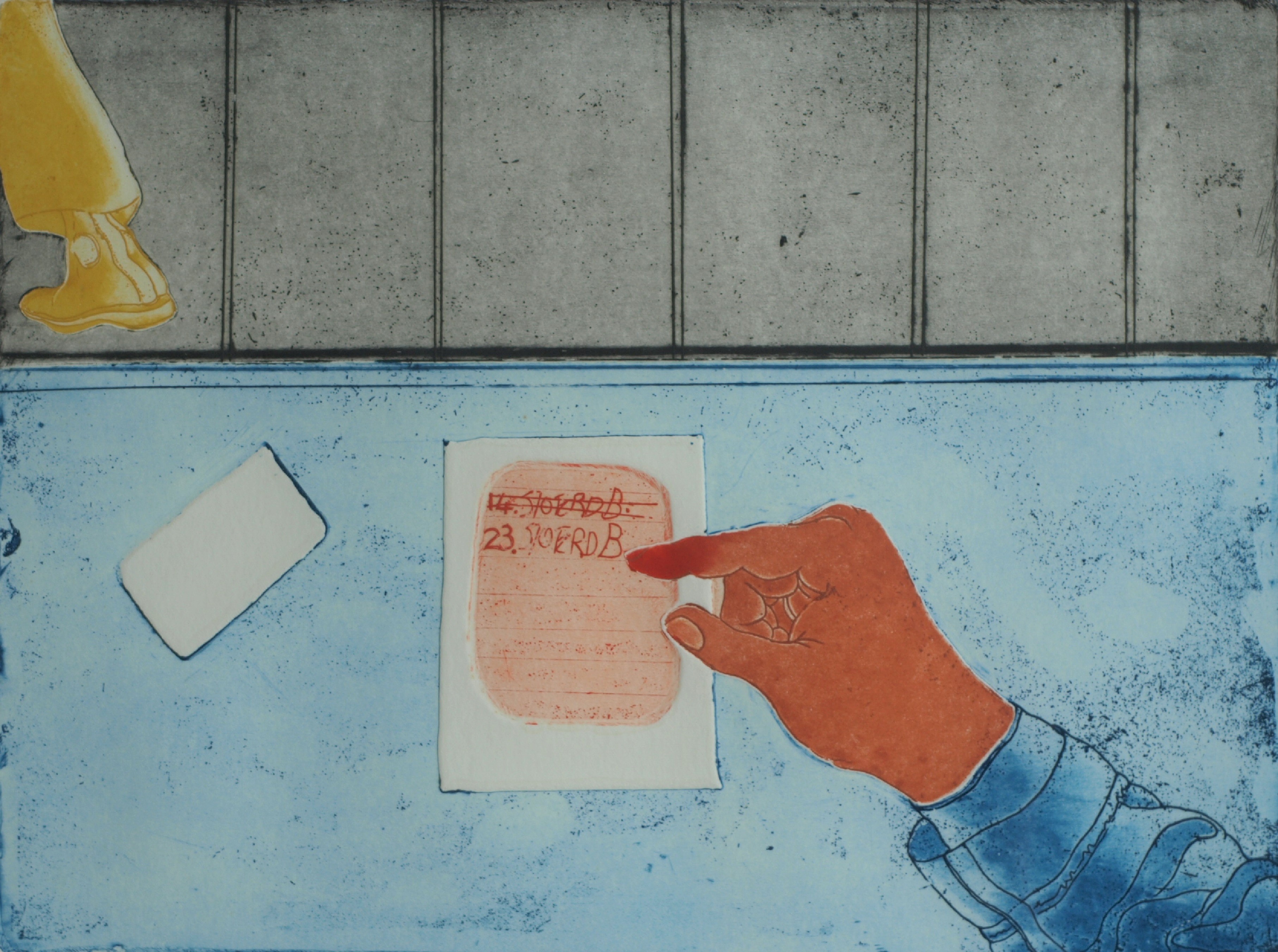 Sjoerd Bakker - Ets en aquatint , Veranderen van een afspraak – gesigneerd & ingelijst - 1972  kopen? Bied vanaf 1!