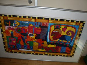 Clemens Briels - Zeefdruk, Pintate los labios Maria, pintate - Ingelijst (Groot!) kopen? Bied vanaf 225!