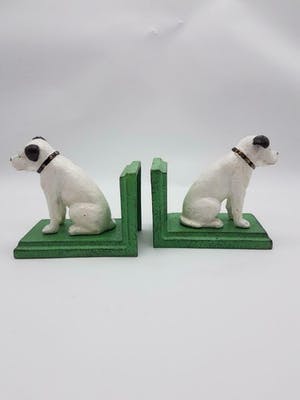Curiosa - Set van 2 gietijzeren beeldjes His Master's Voice als boekensteunen kopen? Bied vanaf 1!