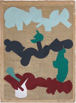 Henri Plaat - Gouache op krantenpapier, Zonder titel - Ingelijst kopen? Bied vanaf 150!