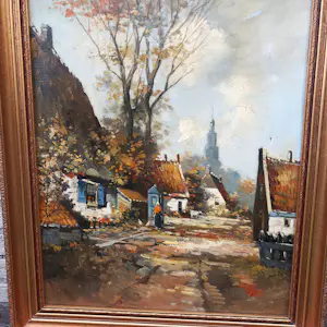 H. Noordam - Landschap met Dorp. kopen? Bied vanaf 40!