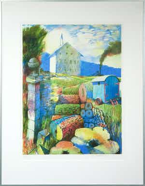 Nicolaas Wijnberg - Litho, Zonder Titel (Landschap) - Ingelijst verkocht voor € 40!