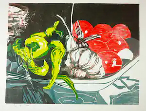Vincent van Ojen - Houtsnede, Stilleven met knoflook vendu pour 40€ !
