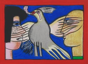 Corneille - Zeefdruk, Dialogue avec l'oiseau - Ingelijst kopen? Bied vanaf 150!