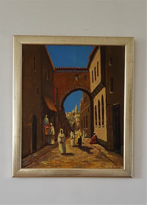 Niet of onleesbaar gesigneerd - Figuren bij een poort. kopen? Bied vanaf 1!