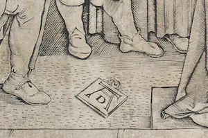 Marcantonio Raimondi - Gravure naar Albrecht Dürer, De Ontmoeting van Joachim en Anna kopen? Bied vanaf 80!