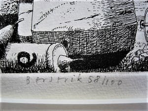 Herman Berserik - Karakteristiek Grafiek - droge naald Ets / proefdruk - "Boeien" passe partout kopen? Bied vanaf 39!