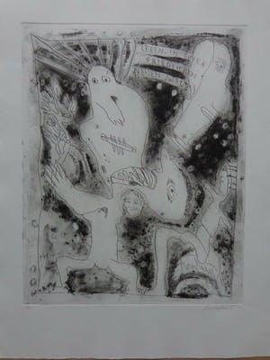 Lucebert - TYPISCHE FIGURATIE / ZW-W ETS / 65x50cm / SIG / 1993 kopen? Bied vanaf 135!
