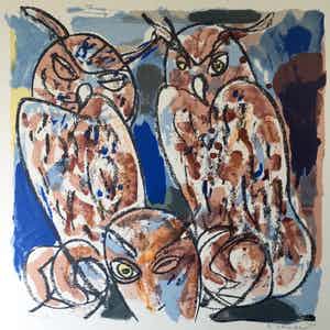 Anton Vrede - Uilen - Zeefdruk verkocht voor € 59!