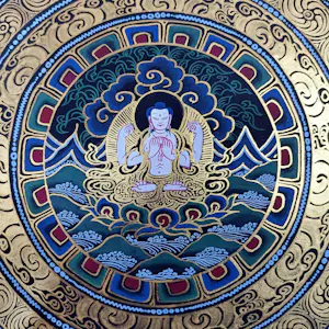 Niet of onleesbaar gesigneerd - Aum Mhane padhme hu mantra Mandala schilderij kopen? Bied vanaf 10!