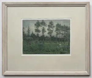 Paul Arntzenius - handgesigneerde aquarel | 'Laan met bomen' (POINTILLISTISCH WERK) kopen? Bied vanaf 600!