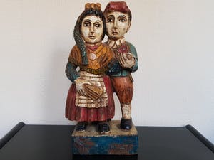 Niet of onleesbaar gesigneerd - Gekleurd houten beeld - Volkskunst kopen? Bied vanaf 1!