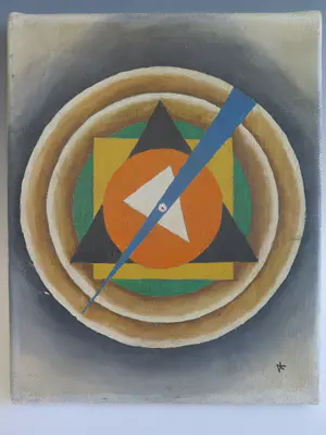 Niet of onleesbaar gesigneerd - Abstracte compositie, gesigneerd met monogram AK kopen? Bied vanaf 1!