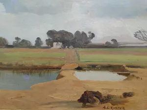 Anton L. Koster - ''Landschap van geestgrond in de bollenstreek.'' kopen? Bied vanaf 800!