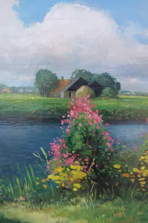 Bouke van der Sloot - Fries landschap met zomerbloemen. kopen? Bied vanaf 350!