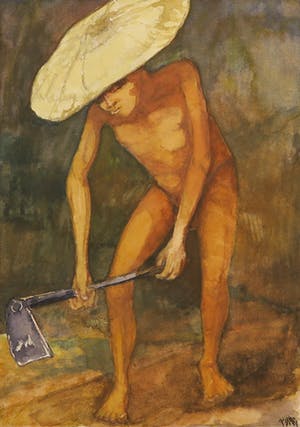 Jan Dirk Pijper - Aquarel, Chinese landarbeider kopen? Bied vanaf 1!