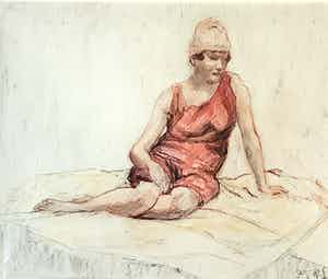 Johannes Abraham Mondt - Dame in badpak, tekenles Pulchri studio verkocht voor € 85!