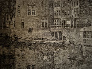 Niet of onleesbaar gesigneerd - Mooie sfeervolle ETS Amsterdam "Montelbaanstoren" ca. 1930 gesigneerd kopen? Bied vanaf 10!