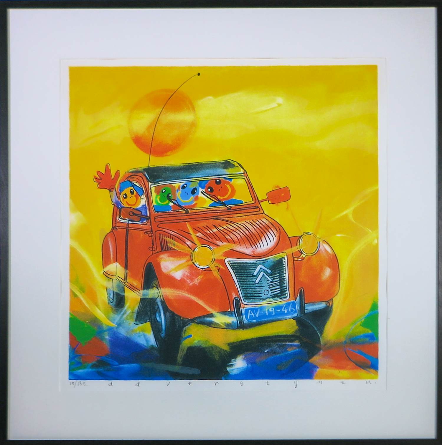 Ad Verstijnen - Zeefdruk, Citroën 2CV - Ingelijst kopen? Bied vanaf 75!
