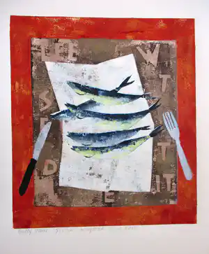 Betty Scheer - "5 Vissen" 40/70 verkocht voor € 70!