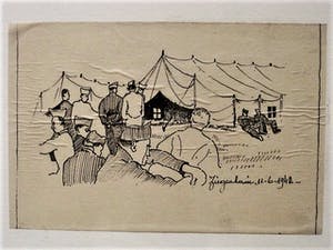 Niet of onleesbaar gesigneerd - 1940 - 3 x tekening "STALAG IX A Ziegenhain" W.O.II - gesigneerd kopen? Bied vanaf 1!