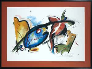 Alfred Gockel - Offset, Abstracte compositie - Ingelijst (Groot) verkocht voor € 1!